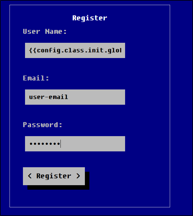 register page with payload